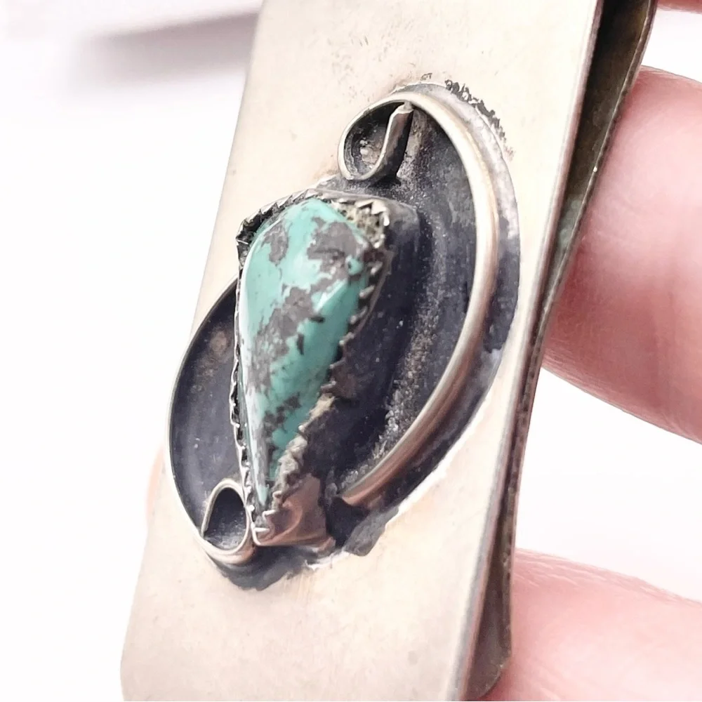 Nickel Silver Money Clip with Turquoise Stone